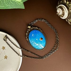 Planète rocheuse sur ciel étoilé